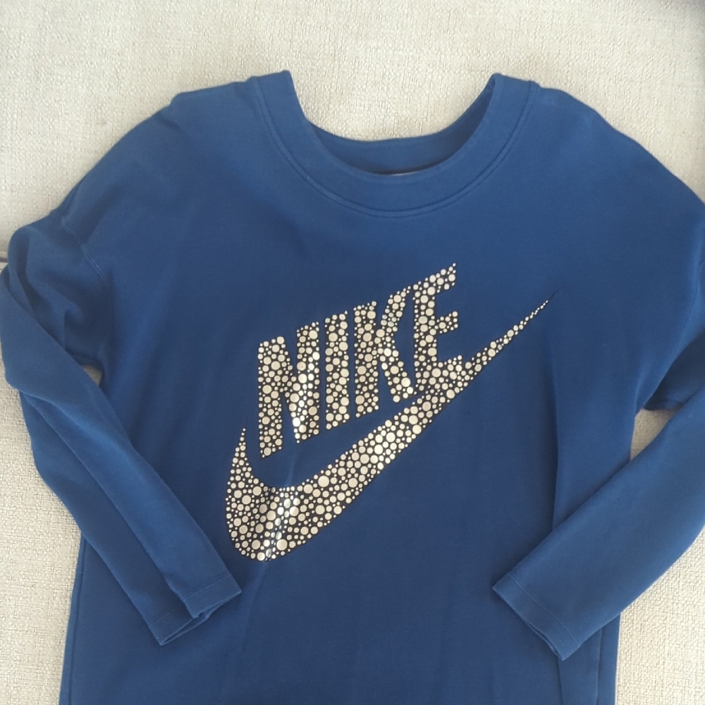 Nike Womens Long Sleeve Sweatshirt in Blue with Silver Logo